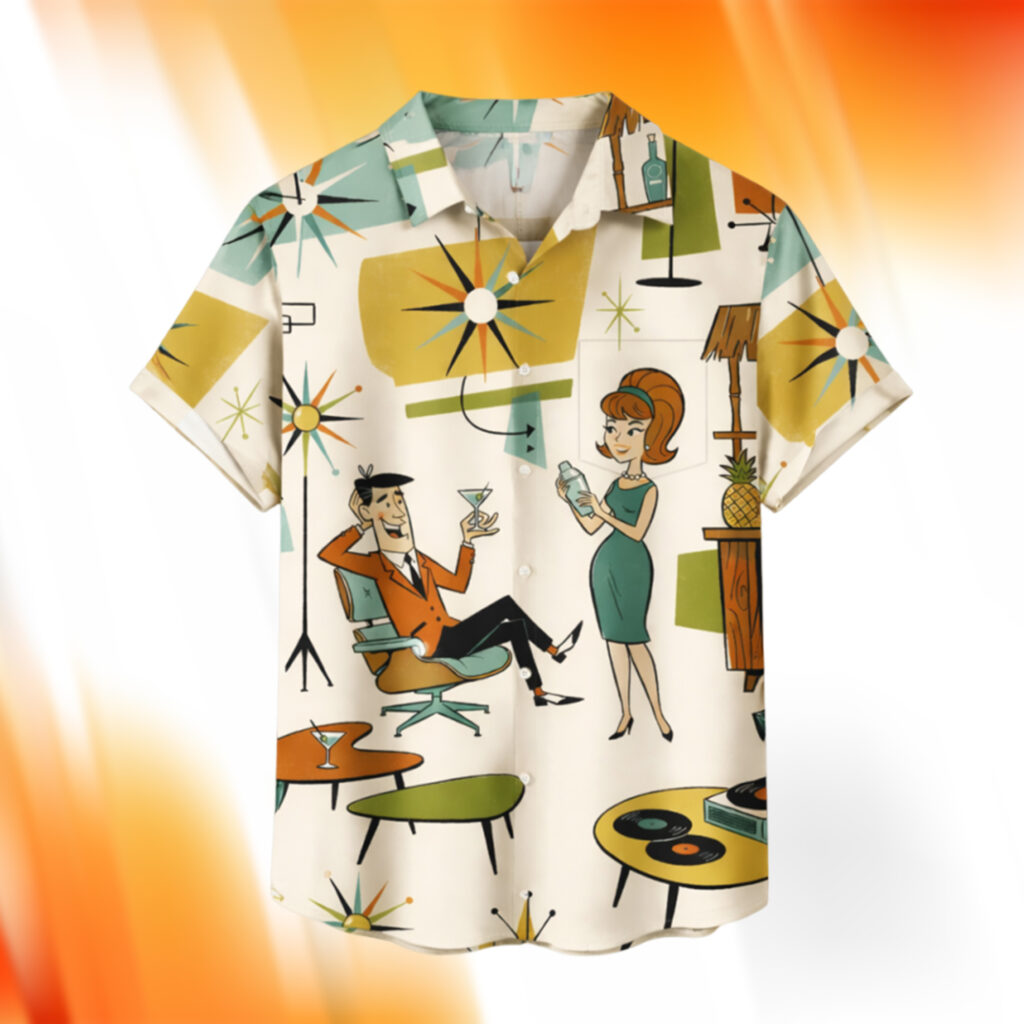 Atomic Mid-Century Geometric Cocktail Hawaiian Shirt