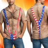 Funny Hairy Chest Mens American Flag Hawaiian Shirt
